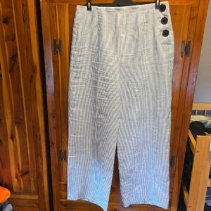 Boden Linen Striped Trousers